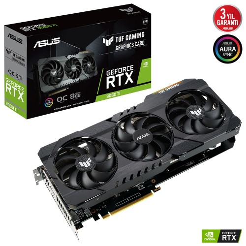 ASUS TUF-RTX3060TI-O8G-V2-GAMING 8GB GDDR6 DP HDMI 256BİT ASUS TUF-RTX3060TI-O8G-V2-GAMING 8GB GDDR6 DP HDMI 256BİT