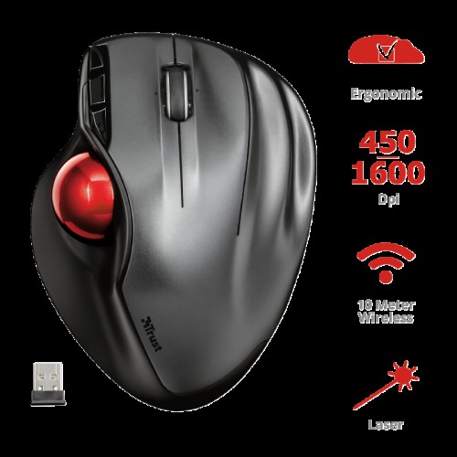 TRUST SFERIA TRACKBALL 1600DPI KABLOSUZ MOUSE SİYAH (23121) TRUST SFERIA TRACKBALL 1600DPI KABLOSUZ MOUSE SİYAH (23121)