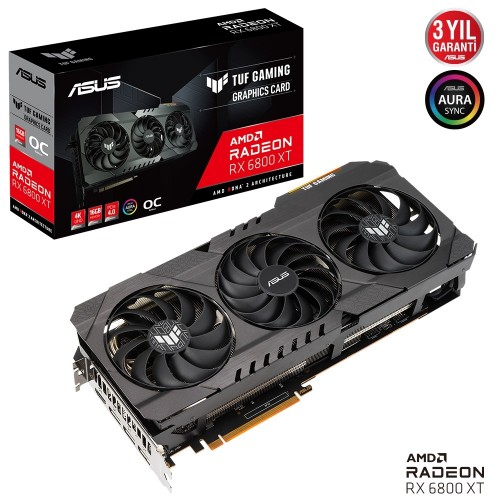 ASUS TUF-RX6800XT-O16G-GAMING AMD GDDR6 16GB GDDR6 HDMI DP 256BİT