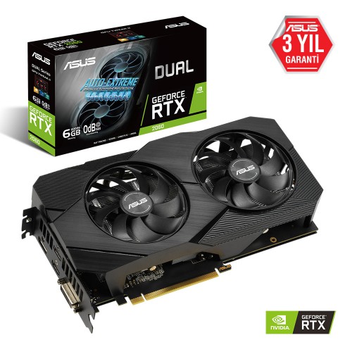 ASUS DUAL-RTX2060-6G-EVO 6GB GDDR6 DP DVI HDMI 192BİT ASUS DUAL-RTX2060-6G-EVO 6GB GDDR6 DP DVI HDMI 192BİT