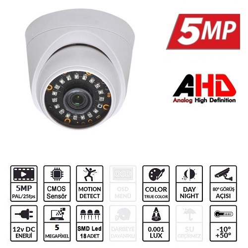 EZCOOL EZ-5025HD 5MP 3.6MM 18SMD AHD DOME EZCOOL EZ-5025HD 5MP 3.6MM 18SMD AHD DOME